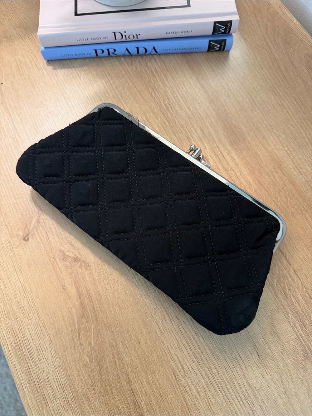 Vera Bradley Black Quilted Frame Clutch